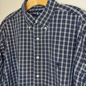 Ralph Lauren Yarmouth Mens XL 17  32/33 Plaid Button Down Shirt Blue Green